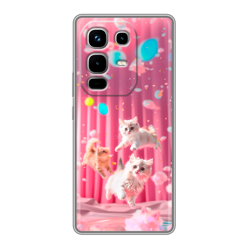 Силиконовый чехол на Infinix Note 50 4G с принтом милые котики Силиконовый чехол на Infinix Note 50 4G с принтом милые котики