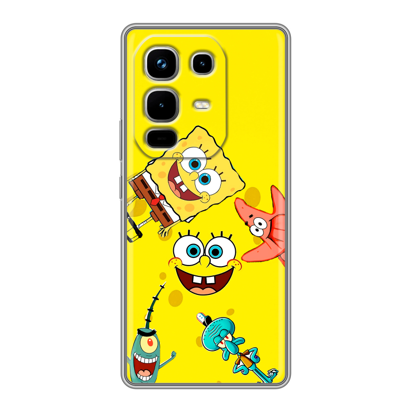 Силиконовый чехол на Infinix Note 50 4G с принтом Спанч боб Спанчбоб Силиконовый чехол на Infinix Note 50 4G с принтом Спанч боб Спанчбоб