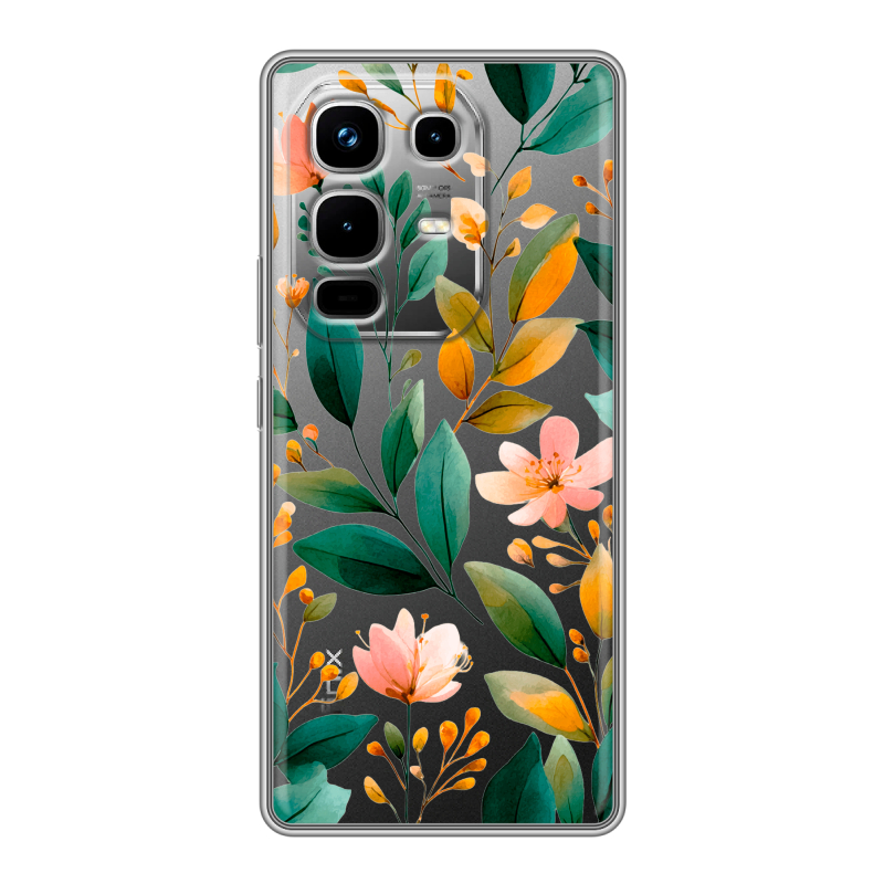 Силиконовый чехол на Infinix Note 50 4G с принтом Цветы паттерн Силиконовый чехол на Infinix Note 50 4G с принтом Цветы паттерн