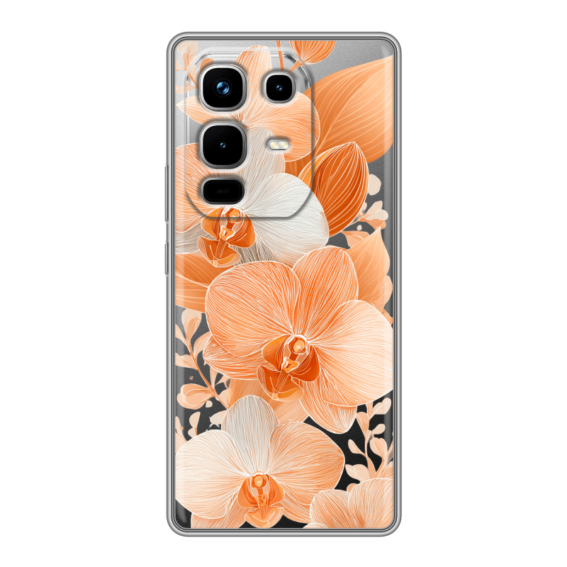 Силиконовый чехол на Infinix Note 50 4G с принтом Бежевые цветы Силиконовый чехол на Infinix Note 50 4G с принтом Бежевые цветы