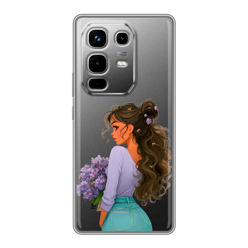Силиконовый чехол на Infinix Note 50 4G с принтом девушка цветы Силиконовый чехол на Infinix Note 50 4G с принтом девушка цветы