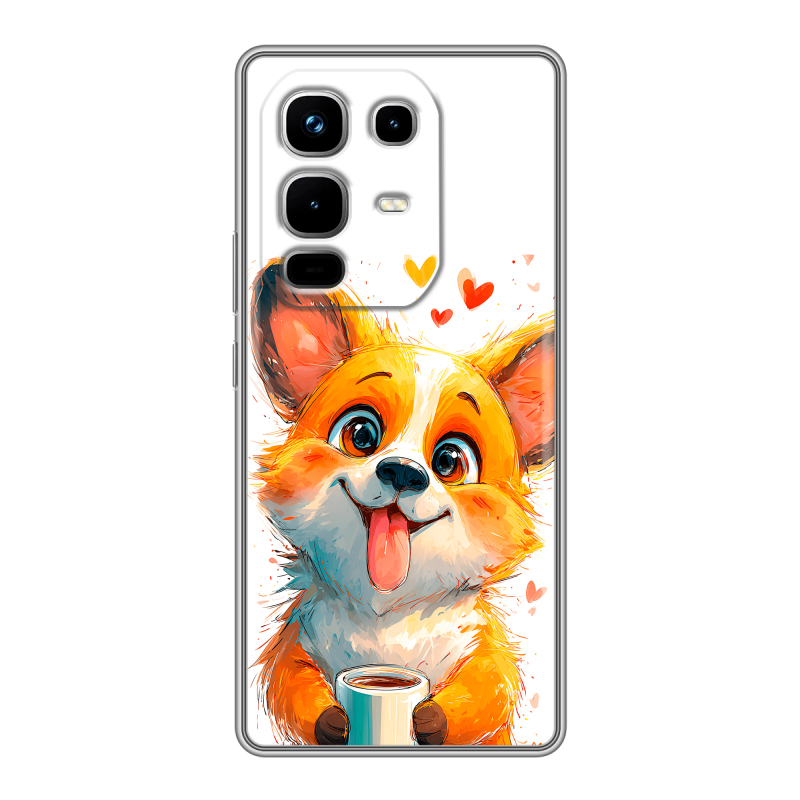 Силиконовый чехол на Infinix Note 50 4G с принтом корги Силиконовый чехол на Infinix Note 50 4G с принтом корги