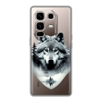 Силиконовый чехол на Infinix Note 50 Pro Plus с принтом Волк в лесу Силиконовый чехол на Infinix Note 50 Pro Plus с принтом Волк в лесу
