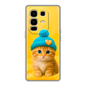 Силиконовый чехол на Infinix Note 50 Pro Plus с принтом Котенок в шапке Силиконовый чехол на Infinix Note 50 Pro Plus с принтом Котенок в шапке
