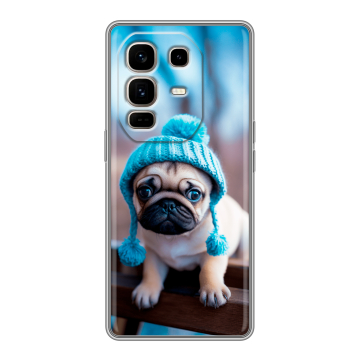 Силиконовый чехол на Infinix Note 50 Pro Plus с принтом Мопс в шапке Силиконовый чехол на Infinix Note 50 Pro Plus с принтом Мопс в шапке