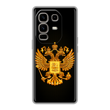 Силиконовый чехол на Infinix Note 50 Pro Plus с принтом Герб России желтый