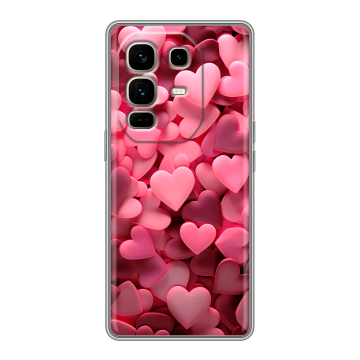 Силиконовый чехол на Infinix Note 50 Pro Plus с принтом розовые сердечки Силиконовый чехол на Infinix Note 50 Pro Plus с принтом розовые сердечки