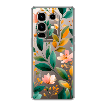 Силиконовый чехол на Infinix Note 50 Pro Plus с принтом Цветы паттерн Силиконовый чехол на Infinix Note 50 Pro Plus с принтом Цветы паттерн