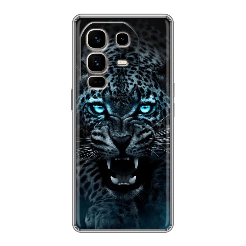 Силиконовый чехол на Infinix Note 50 Pro Plus с принтом Темный леопард Силиконовый чехол на Infinix Note 50 Pro Plus с принтом Темный леопард