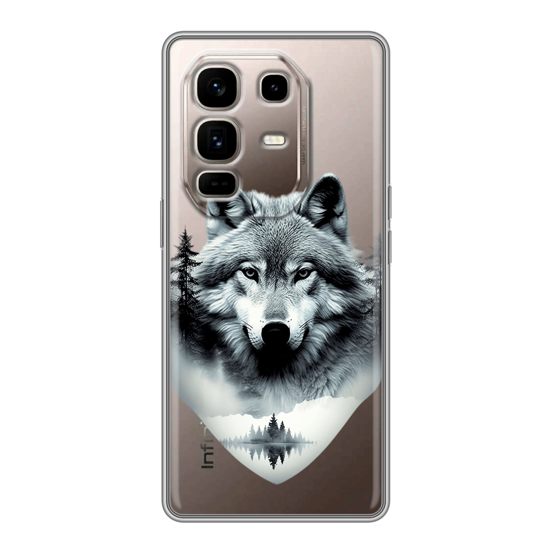 Силиконовый чехол на Infinix Note 50 Pro Plus с принтом Волк в лесу Силиконовый чехол на Infinix Note 50 Pro Plus с принтом Волк в лесу