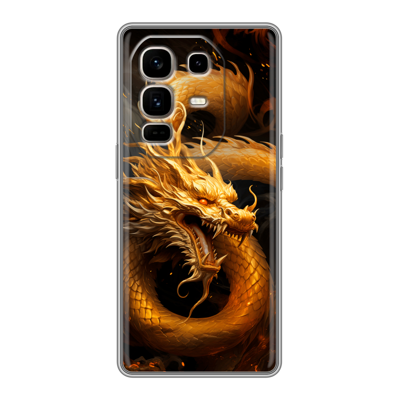 Силиконовый чехол на Infinix Note 50 Pro Plus с принтом Золотой дракон Силиконовый чехол на Infinix Note 50 Pro Plus с принтом Золотой дракон