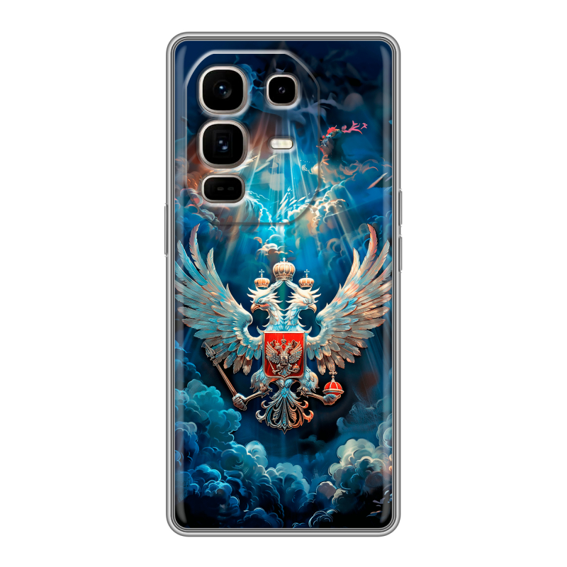 Силиконовый чехол на Infinix Note 50 Pro Plus с принтом Герб флаг России Силиконовый чехол на Infinix Note 50 Pro Plus с принтом Герб флаг России