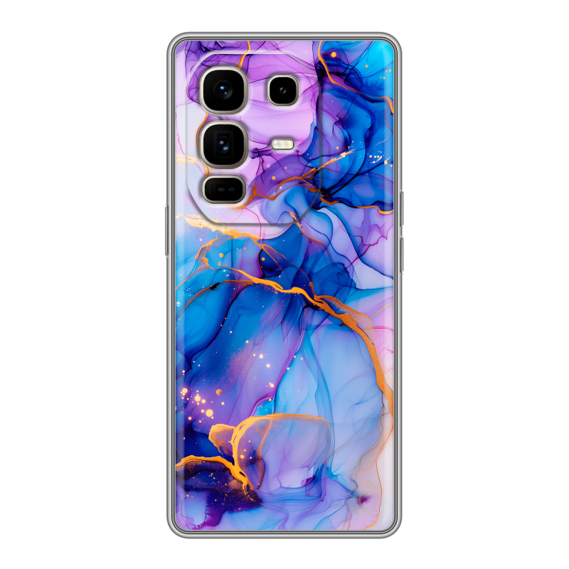 Силиконовый чехол на Infinix Note 50 Pro Plus с принтом синий мрамор Силиконовый чехол на Infinix Note 50 Pro Plus с принтом синий мрамор