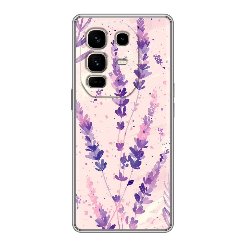 Силиконовый чехол на Infinix Note 50 Pro Plus с принтом цветы лаванда Силиконовый чехол на Infinix Note 50 Pro Plus с принтом цветы лаванда