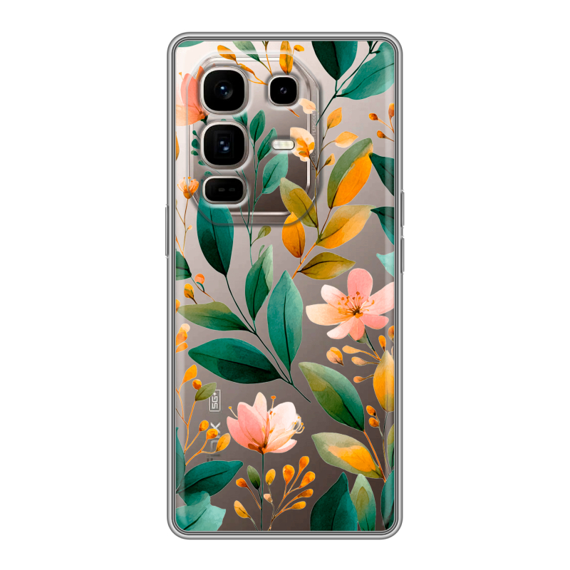 Силиконовый чехол на Infinix Note 50 Pro Plus с принтом Цветы паттерн Силиконовый чехол на Infinix Note 50 Pro Plus с принтом Цветы паттерн
