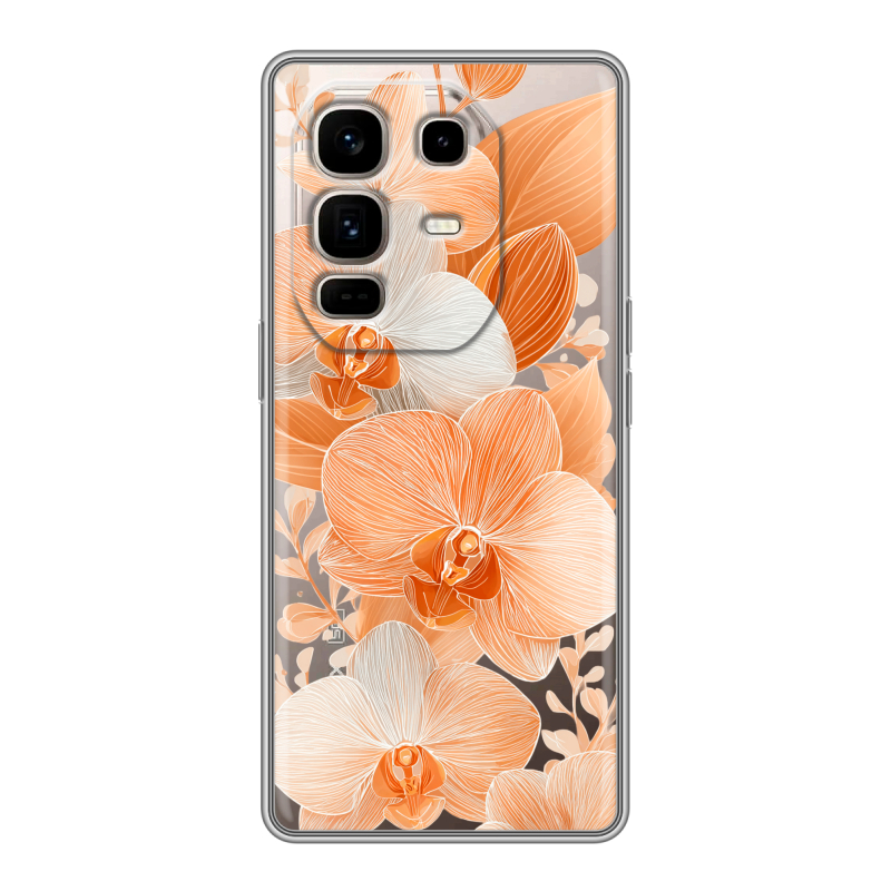 Силиконовый чехол на Infinix Note 50 Pro Plus с принтом Бежевые цветы Силиконовый чехол на Infinix Note 50 Pro Plus с принтом Бежевые цветы