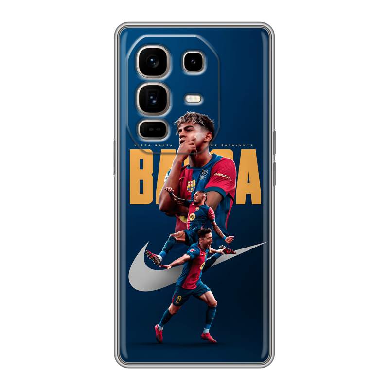 Силиконовый чехол на Infinix Note 50 Pro Plus с принтом Барселона Barca Yamal Силиконовый чехол на Infinix Note 50 Pro Plus с принтом Барселона Barca Yamal