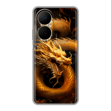 Силиконовый чехол на Huawei Nova Y73 с принтом Золотой дракон Силиконовый чехол на Huawei Nova Y73 с принтом Золотой дракон