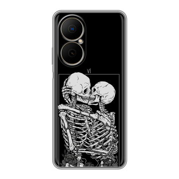 Силиконовый чехол на Huawei Nova Y73 с принтом Поцелуй скелетов