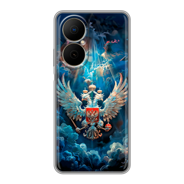 Силиконовый чехол на Huawei Nova Y73 с принтом Герб флаг России