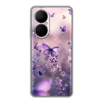 Силиконовый чехол на Huawei Nova Y73 с принтом бабочки и лаванда Силиконовый чехол на Huawei Nova Y73 с принтом бабочки и лаванда