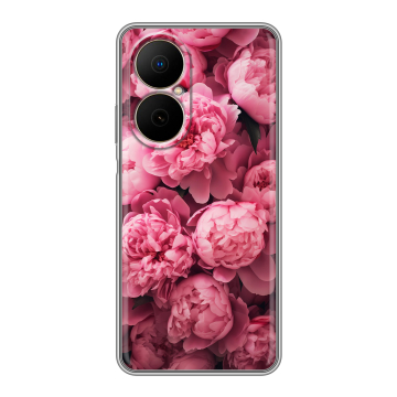 Силиконовый чехол на Huawei Nova Y73 с принтом цветы пионы