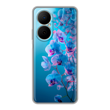 Силиконовый чехол на Huawei Nova Y73 с принтом голубые орхидеи Силиконовый чехол на Huawei Nova Y73 с принтом голубые орхидеи