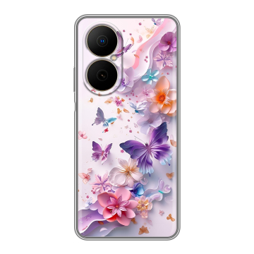 Силиконовый чехол на Huawei Nova Y73 с принтом цветы бабочки