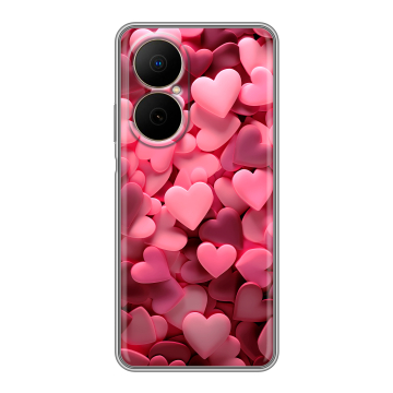 Силиконовый чехол на Huawei Nova Y73 с принтом розовые сердечки
