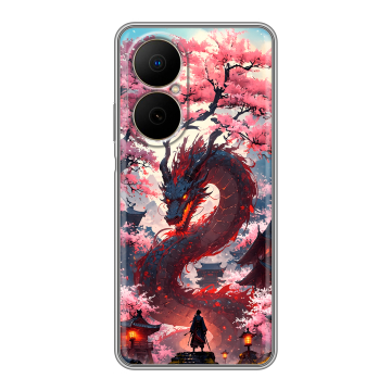 Силиконовый чехол на Huawei Nova Y73 с принтом Дракон Японский Силиконовый чехол на Huawei Nova Y73 с принтом Дракон Японский