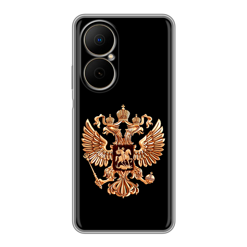 Силиконовый чехол на Huawei Nova Y73 с принтом Герб России золотой Силиконовый чехол на Huawei Nova Y73 с принтом Герб России золотой