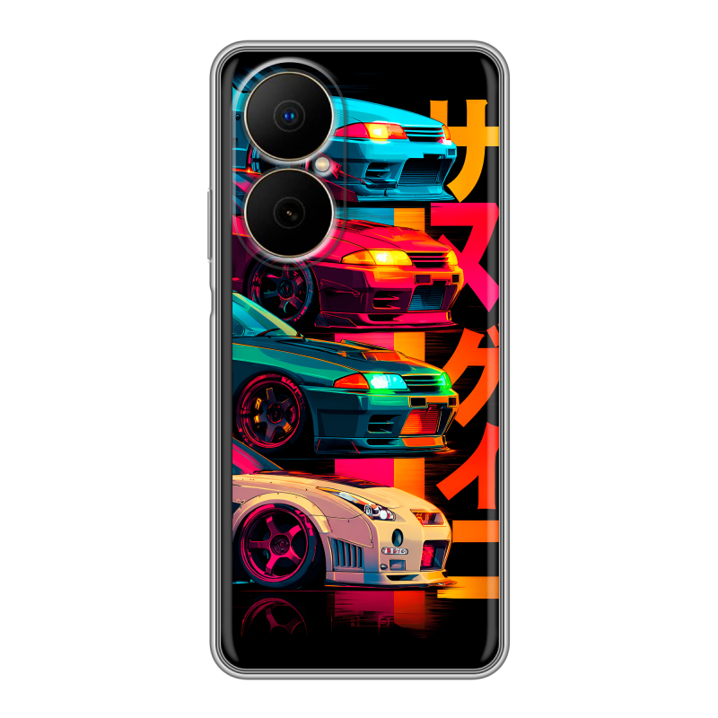 Силиконовый чехол на Huawei Nova Y73 с принтом Гоночные машины Силиконовый чехол на Huawei Nova Y73 с принтом Гоночные машины