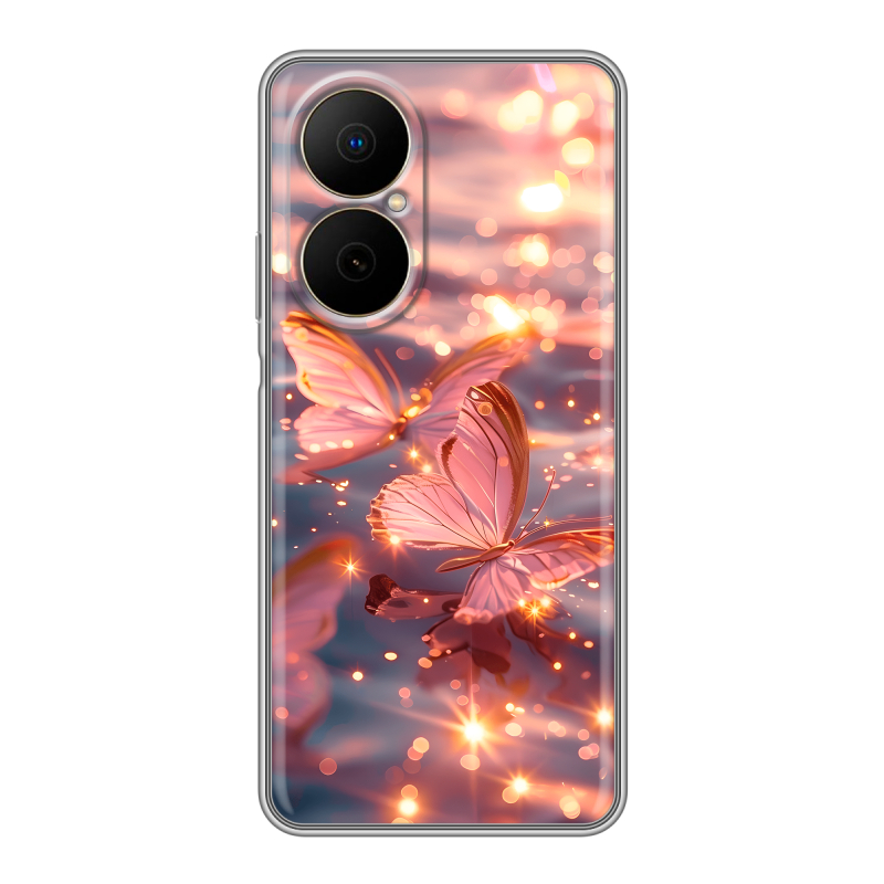 Силиконовый чехол на Huawei Nova Y73 с принтом бабочки розовые Силиконовый чехол на Huawei Nova Y73 с принтом бабочки розовые