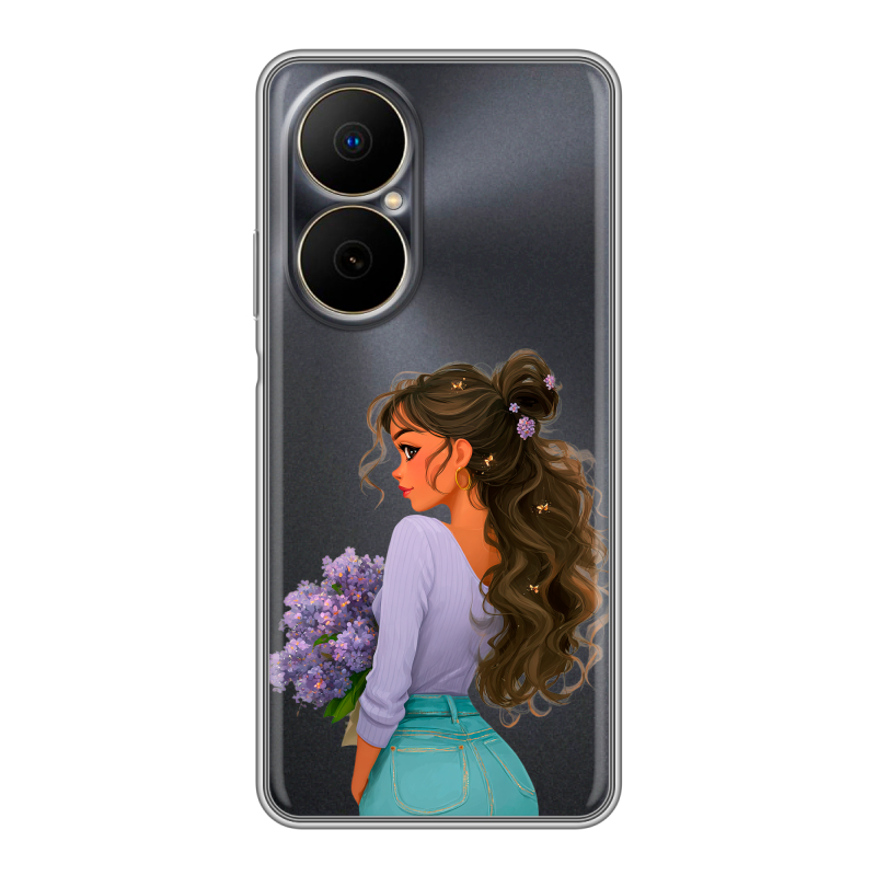 Силиконовый чехол на Huawei Nova Y73 с принтом девушка цветы Силиконовый чехол на Huawei Nova Y73 с принтом девушка цветы