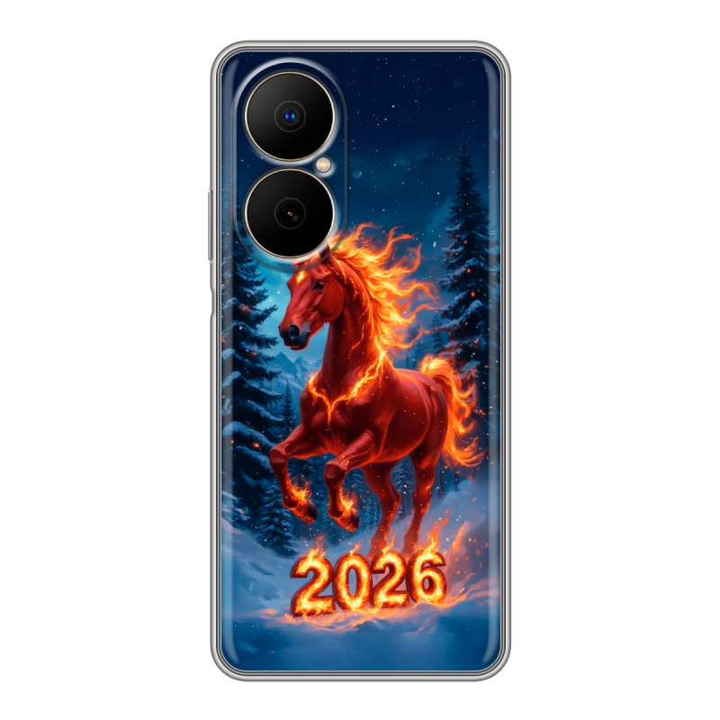 Силиконовый чехол на Huawei Nova Y73 с принтом Новый год коня Силиконовый чехол на Huawei Nova Y73 с принтом Новый год коня