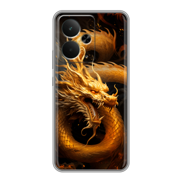 Силиконовый чехол на Realme 14 5G с принтом Золотой дракон Силиконовый чехол на Realme 14 5G с принтом Золотой дракон