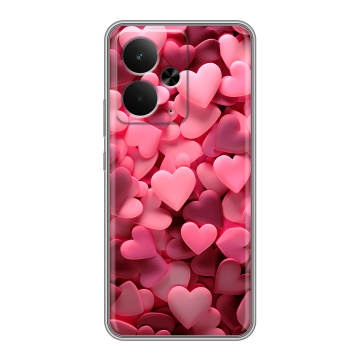 Силиконовый чехол на Realme 14 5G с принтом розовые сердечки