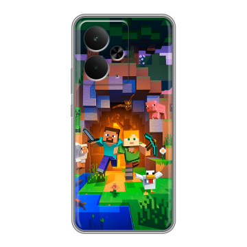 Силиконовый чехол на Realme 14 5G с принтом Майнкрафт Minecraft Силиконовый чехол на Realme 14 5G с принтом Майнкрафт Minecraft