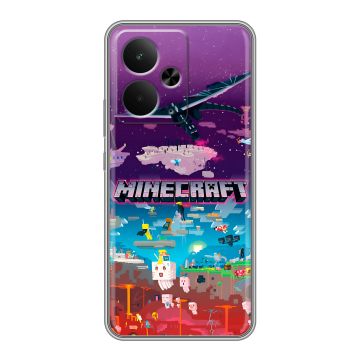 Силиконовый чехол на Realme 14 5G с принтом Майнкрафт Minecraft
