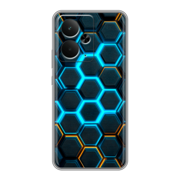 Силиконовый чехол на Realme 14 5G с принтом Неоновые соты