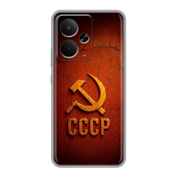 Силиконовый чехол на Realme 14 5G с принтом Флаг Герб СССР