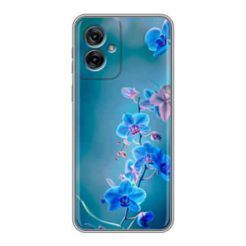 Силиконовый чехол на Motorola Moto G55 с принтом Голубые цветы