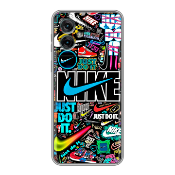 Силиконовый чехол на Motorola Moto G55 с принтом найк nike черный