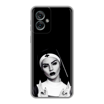 Силиконовый чехол на Motorola Moto G55 с принтом монашка