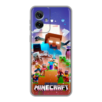 Силиконовый чехол на Motorola Moto G55 с принтом Майнкрафт Minecraft
