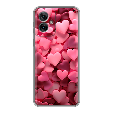 Силиконовый чехол на Motorola Moto G55 с принтом розовые сердечки