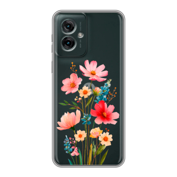 Силиконовый чехол на Motorola Moto G55 с принтом Цветы