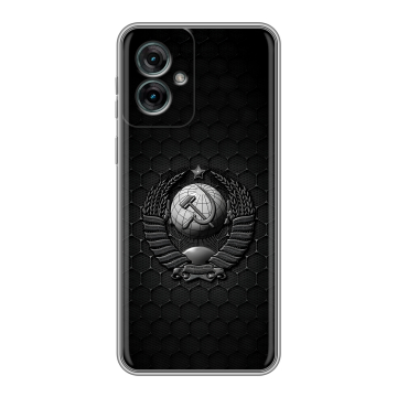 Силиконовый чехол на Motorola Moto G55 с принтом Герб Флаг СССР