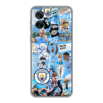 Силиконовый чехол на Motorola Moto G55 с принтом Man City Манчестер Сити