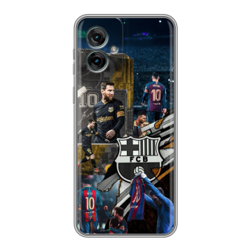 Силиконовый чехол на Motorola Moto G55 с принтом Messi Barcelona